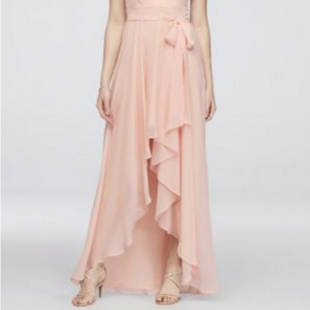 Cap Sleeve Faux Wrap Chiffon Dress - Picture 2 of 4